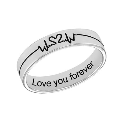 WEPRINTMERingCustom Text Heartbeat Chart Ring