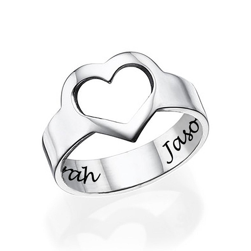 WEPRINTMERingCustom Text Hollow Heart Ring