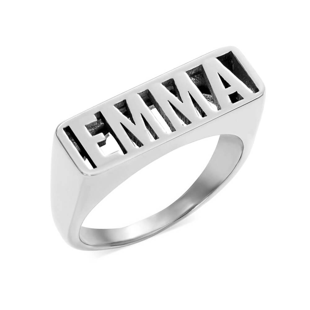 WEPRINTMERingCustom Text Hollowed Out Name Ring