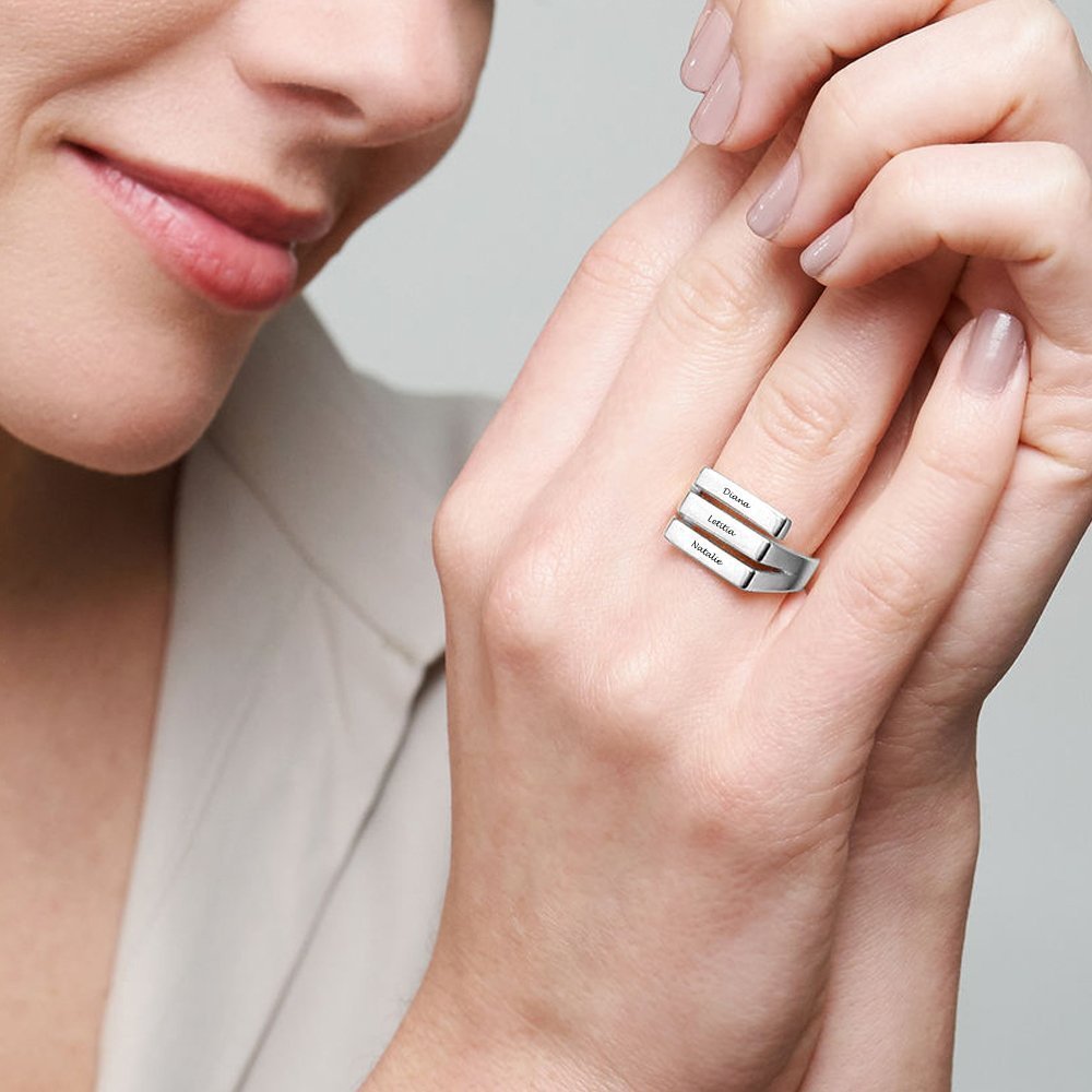 WEPRINTMERingCustom Three Texts Trio Ring