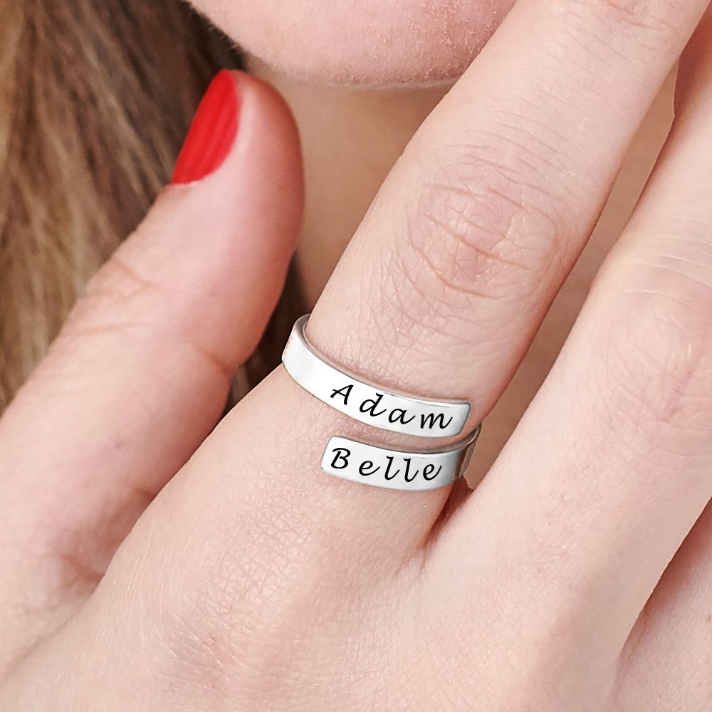 WEPRINTMERingCustom Two Texts Wrap Ring