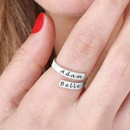 WEPRINTMERingCustom Two Texts Wrap Ring
