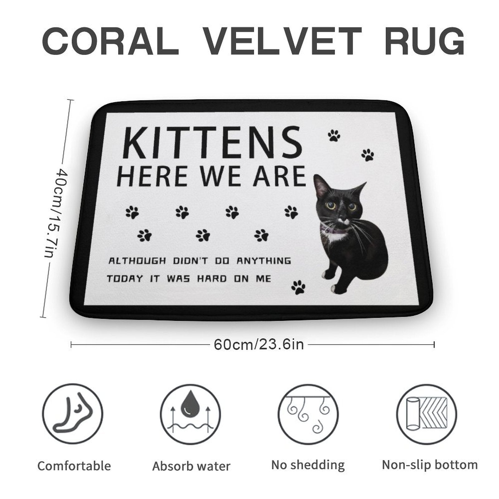 WEPRINTMERugs&MatsCustom Cat Here We Are Coral Velvet Mat