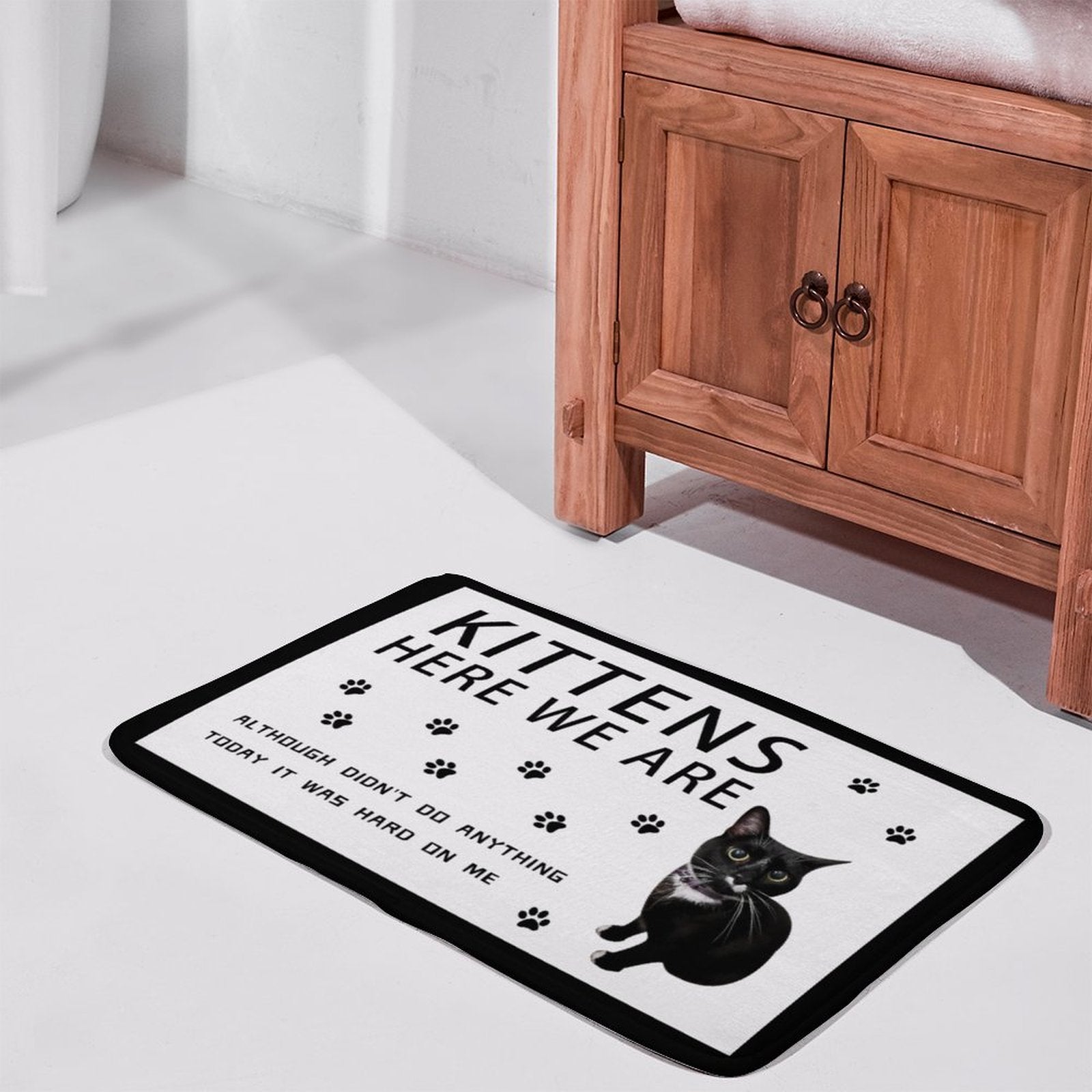 WEPRINTMERugs&MatsCustom Cat Here We Are Coral Velvet Mat
