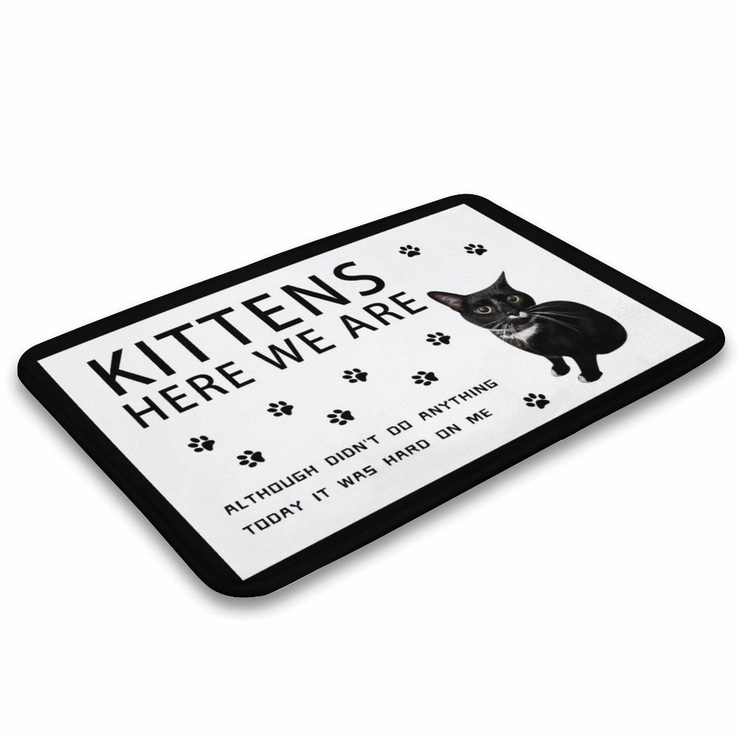 WEPRINTMERugs&MatsCustom Cat Here We Are Coral Velvet Mat