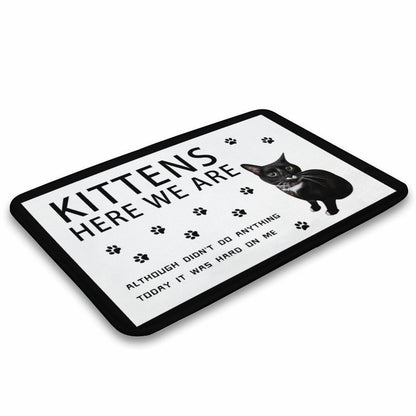 WEPRINTMERugs&MatsCustom Cat Here We Are Coral Velvet Mat
