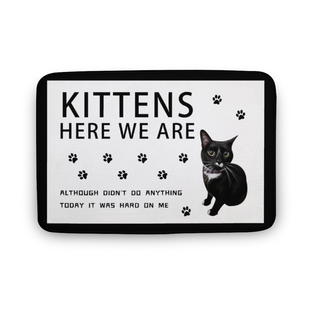 WEPRINTMERugs&MatsCustom Cat Here We Are Coral Velvet Mat