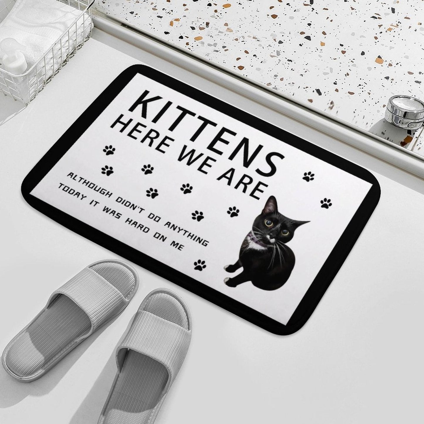 WEPRINTMERugs&MatsCustom Cat Here We Are Coral Velvet Mat