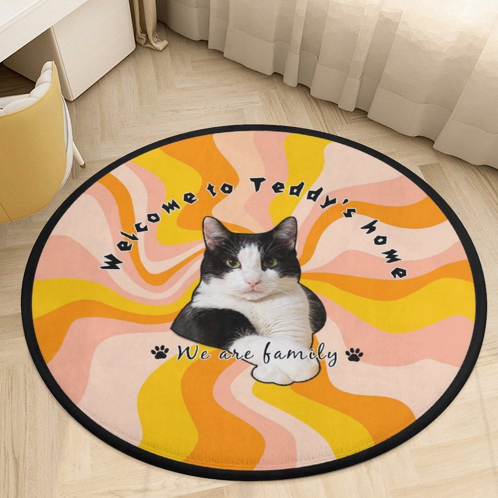 WEPRINTMERugs&MatsCustom Pet Face and Name Flow Color Coral Velvet Rug
