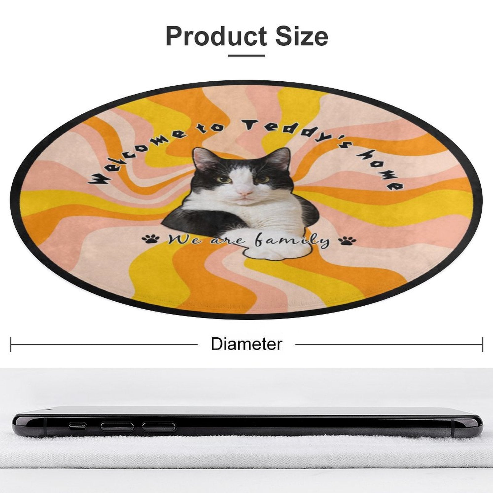 WEPRINTMERugs&MatsCustom Pet Face and Name Flow Color Coral Velvet Rug