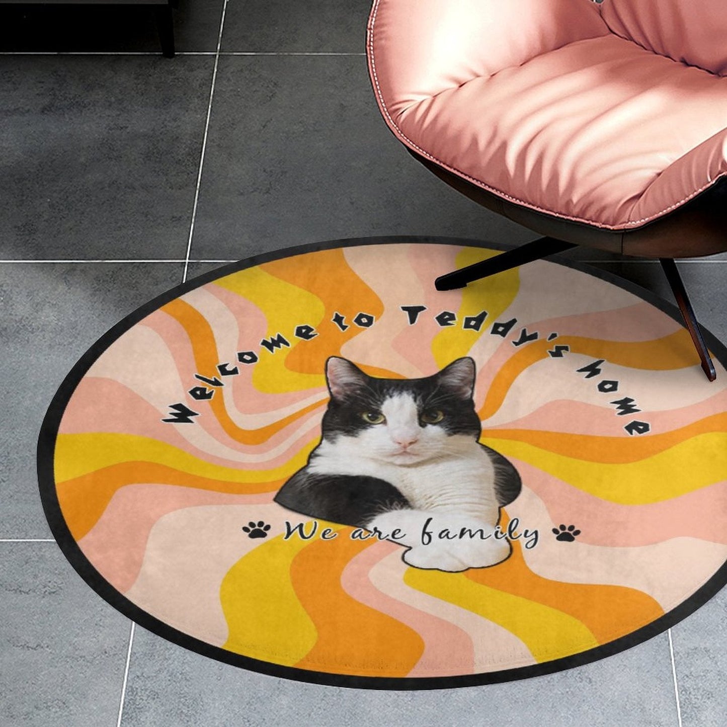 WEPRINTMERugs&MatsCustom Pet Face and Name Flow Color Coral Velvet Rug
