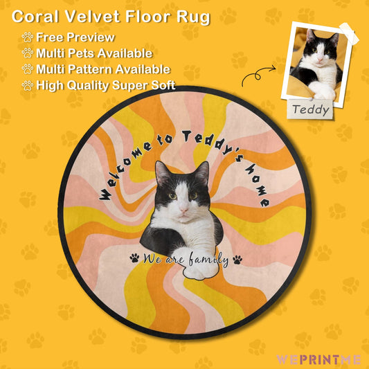WEPRINTMERugs&MatsCustom Pet Face and Name Flow Color Coral Velvet Rug