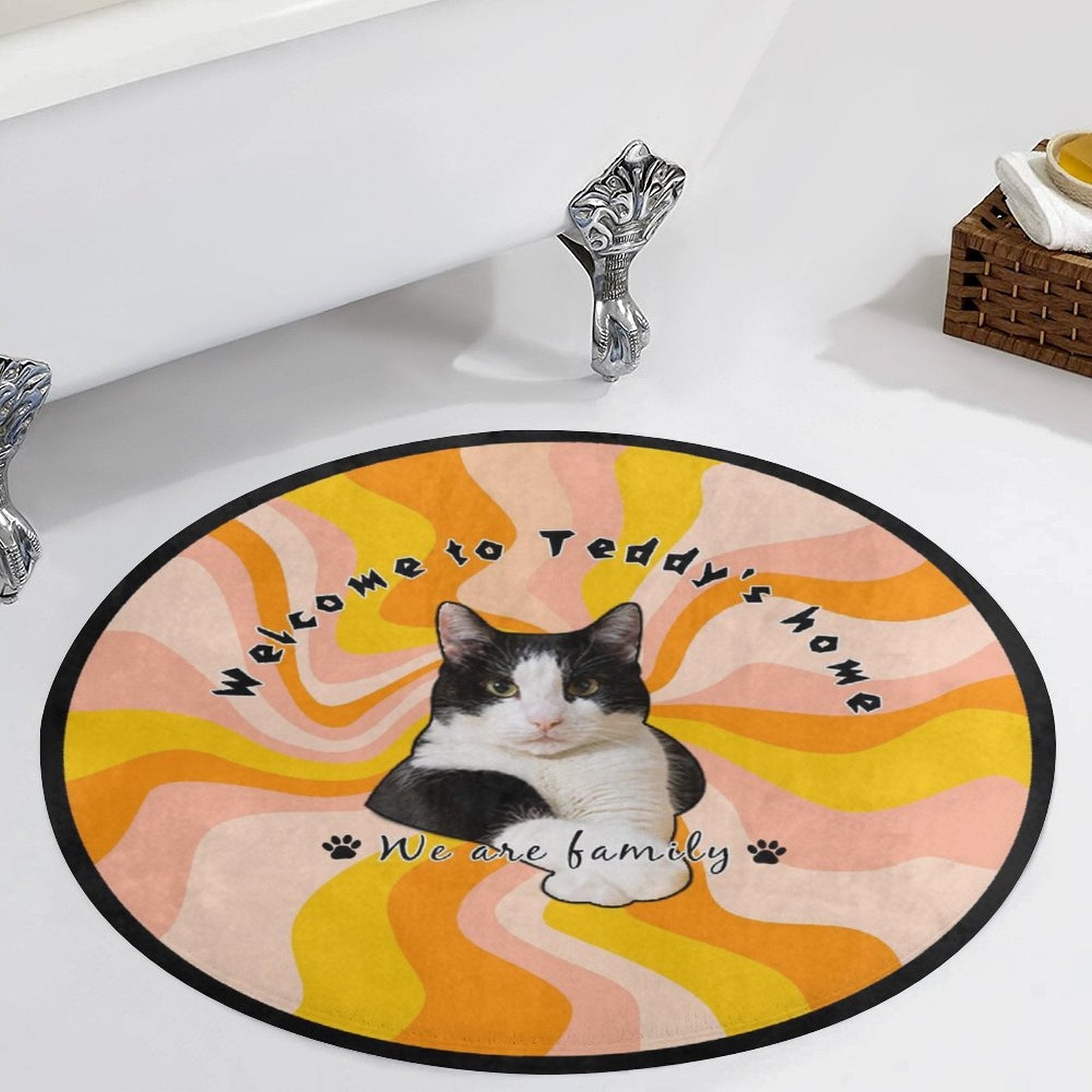 WEPRINTMERugs&MatsCustom Pet Face and Name Flow Color Coral Velvet Rug