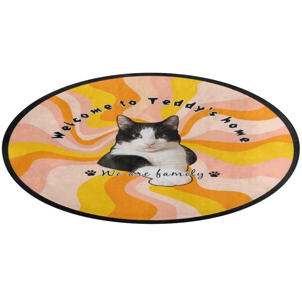WEPRINTMERugs&MatsCustom Pet Face and Name Flow Color Coral Velvet Rug