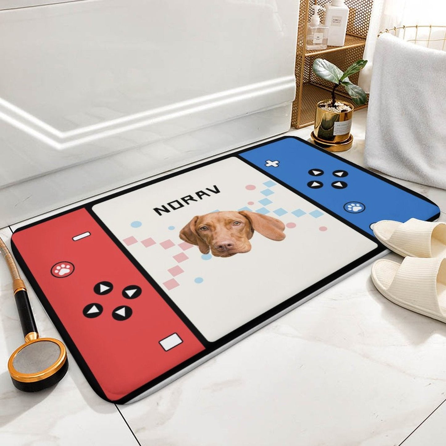 WEPRINTMERugs&MatsCustom Pet Face and Name Games Coral Velvet Mat