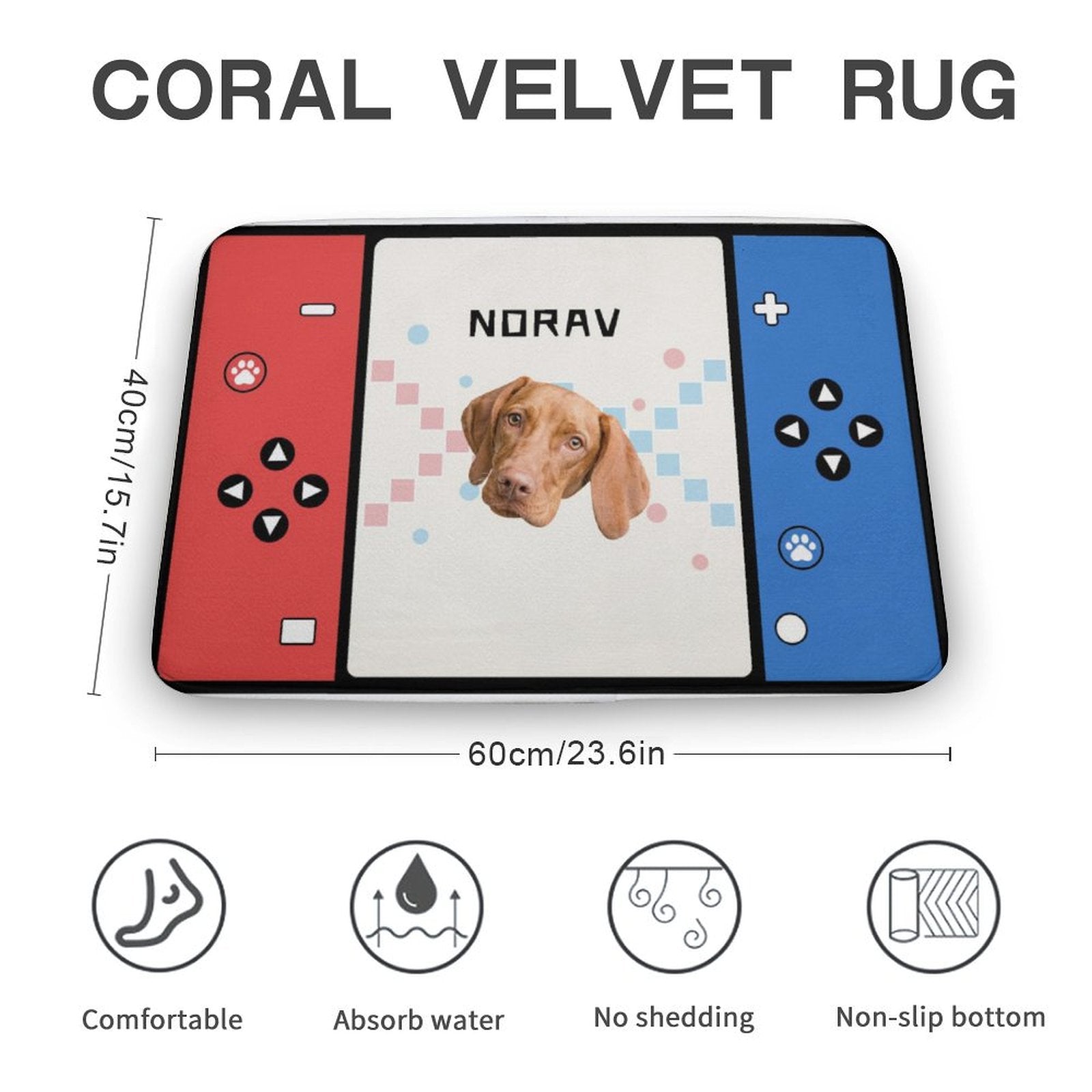 WEPRINTMERugs&MatsCustom Pet Face and Name Games Coral Velvet Mat