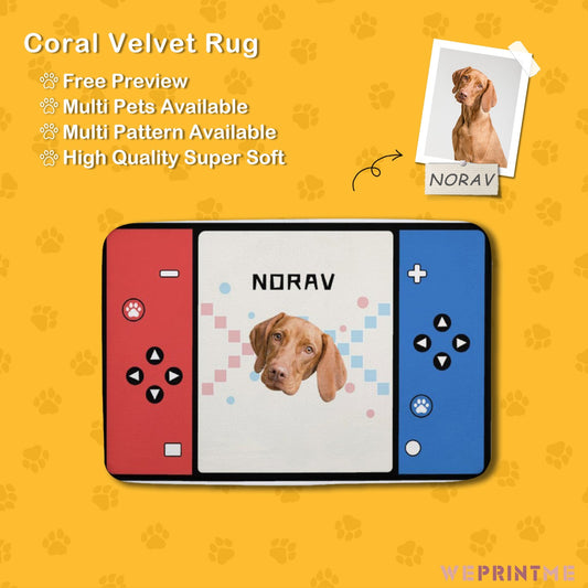 WEPRINTMERugs&MatsCustom Pet Face and Name Games Coral Velvet Mat