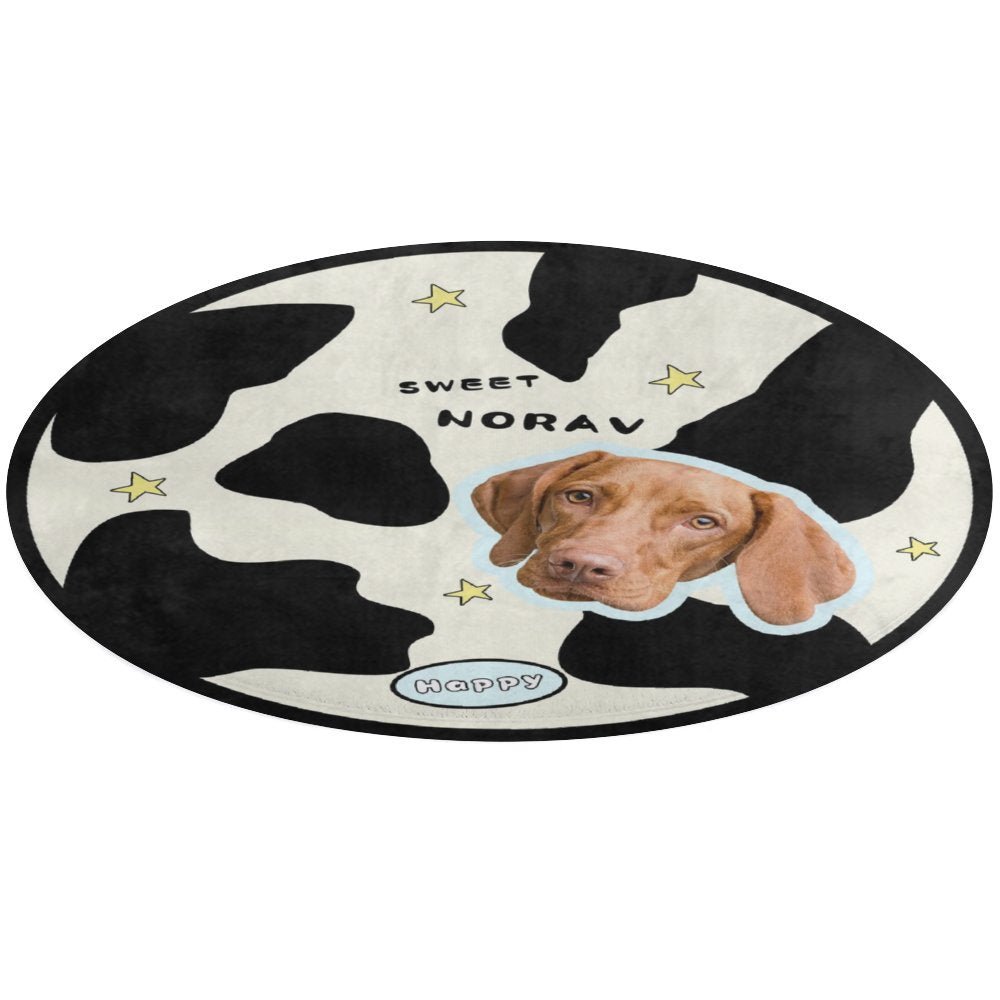 WEPRINTMERugs&MatsCustom Pet Face and Name Milk Cow Coral Velvet Rug