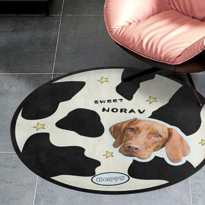 WEPRINTMERugs&MatsCustom Pet Face and Name Milk Cow Coral Velvet Rug