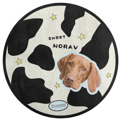 WEPRINTMERugs&MatsCustom Pet Face and Name Milk Cow Coral Velvet Rug