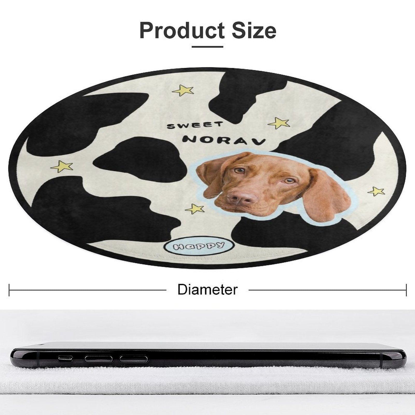 WEPRINTMERugs&MatsCustom Pet Face and Name Milk Cow Coral Velvet Rug
