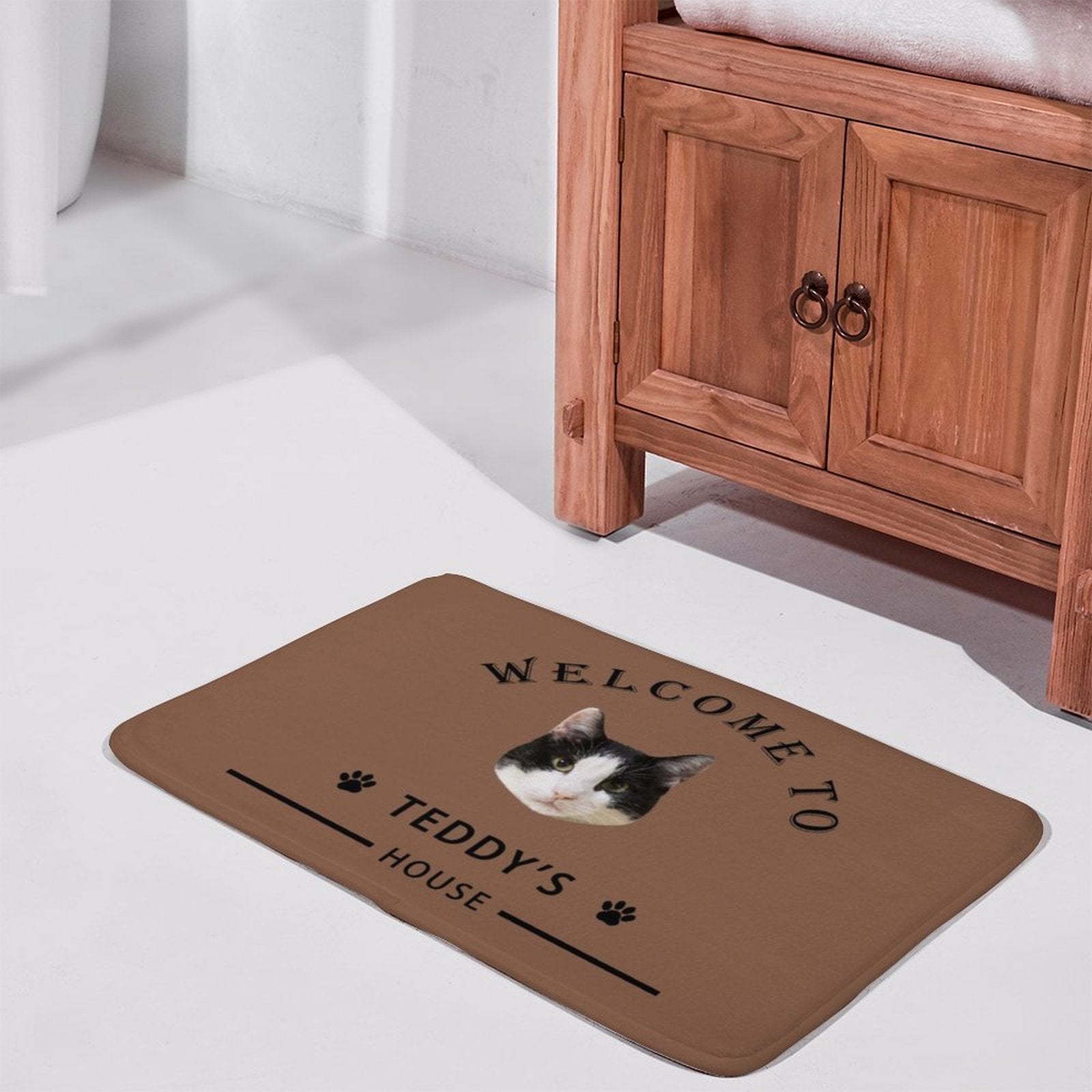 WEPRINTMERugs&MatsCustom Pet Face Welcom to House Coral Velvet Mat