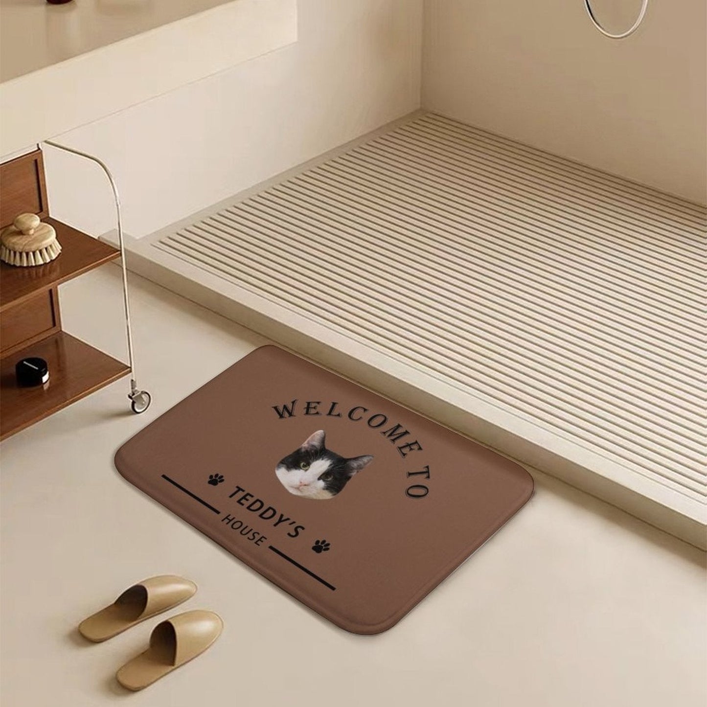 WEPRINTMERugs&MatsCustom Pet Face Welcom to House Coral Velvet Mat