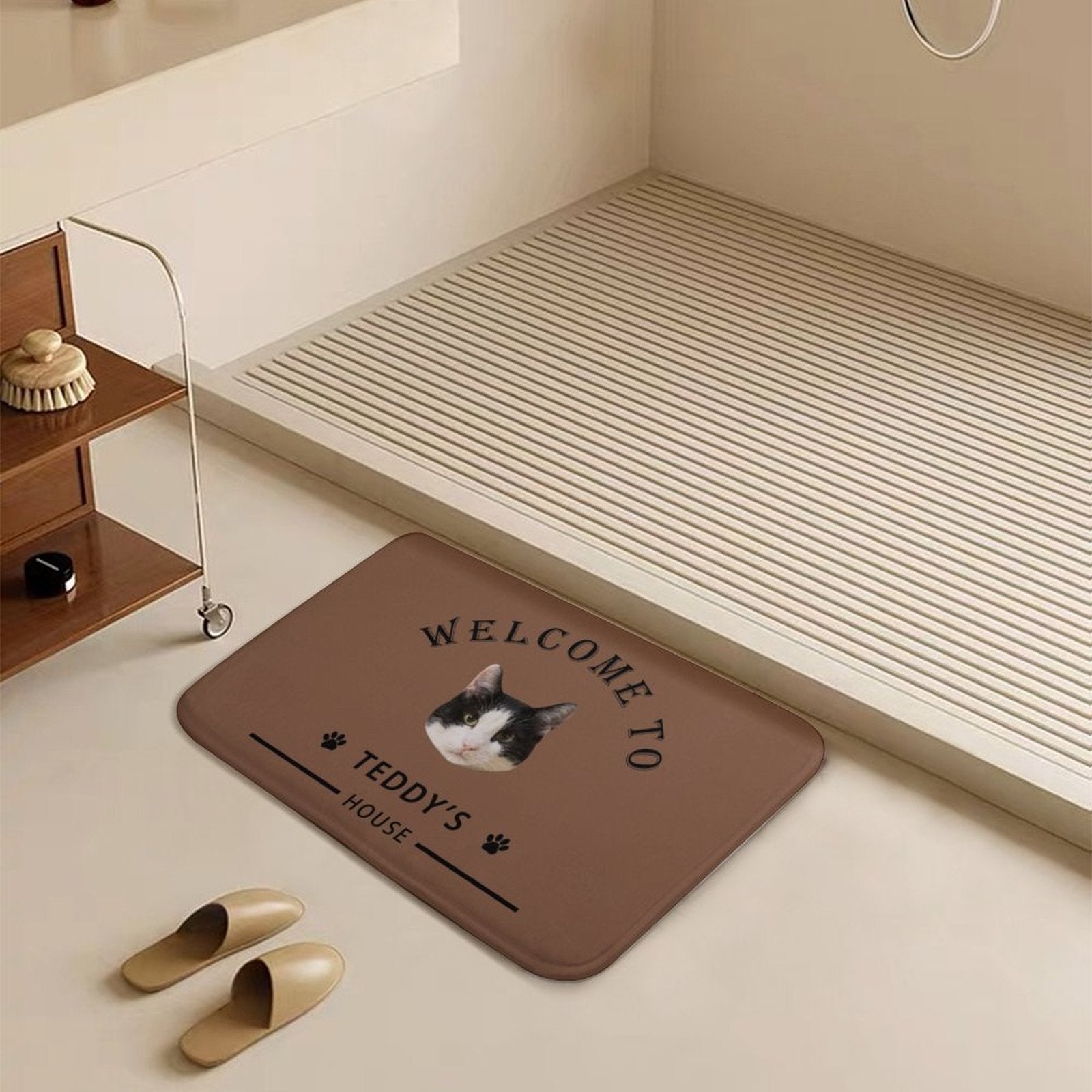 WEPRINTMERugs&MatsCustom Pet Face Welcom to House Coral Velvet Mat