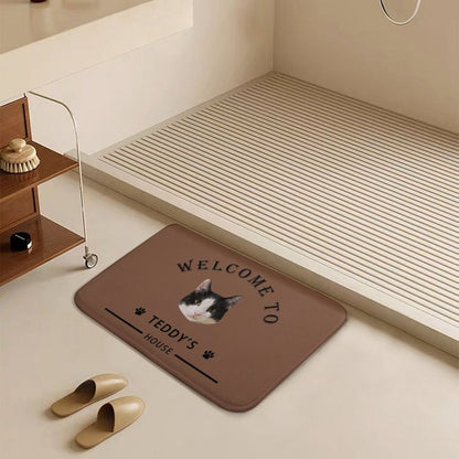WEPRINTMERugs&MatsCustom Pet Face Welcom to House Coral Velvet Mat