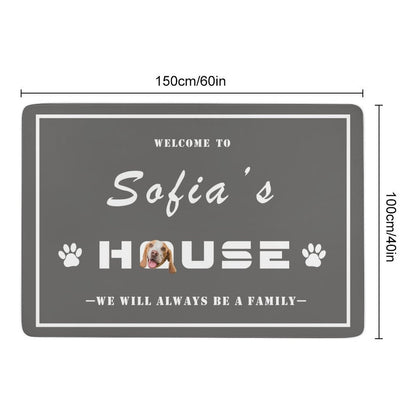 WEPRINTMERugs&MatsCustom Pet Face Welcome to House Coral Velvet Rug