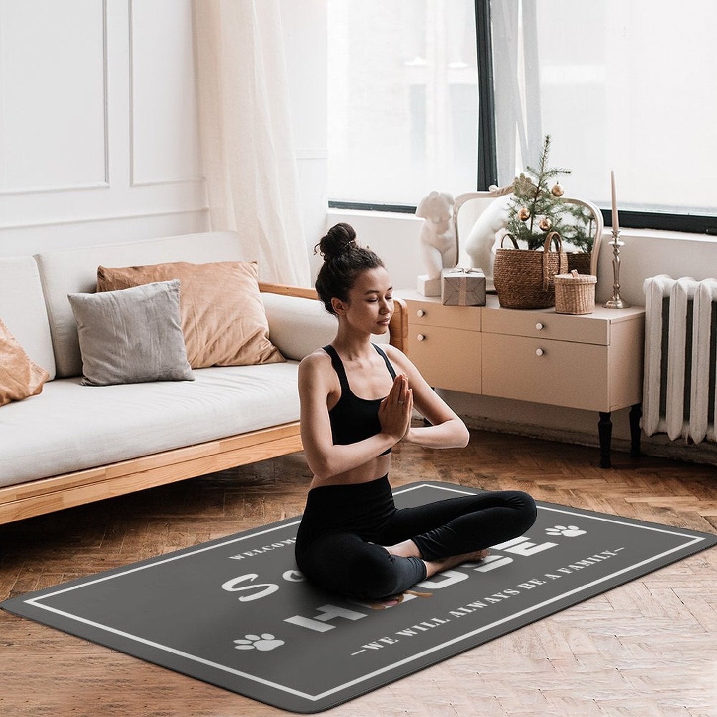 WEPRINTMERugs&MatsCustom Pet Face Welcome to House Coral Velvet Rug