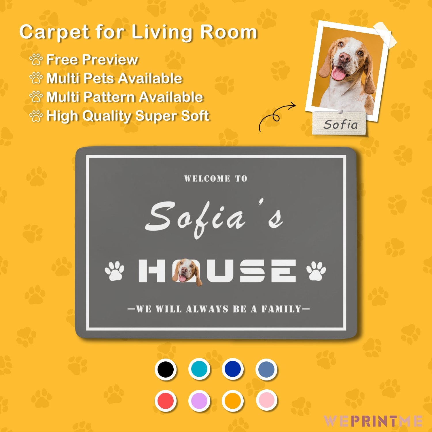 WEPRINTMERugs&MatsCustom Pet Face Welcome to House Coral Velvet Rug