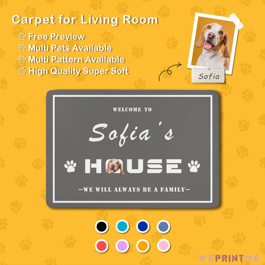 WEPRINTMERugs&MatsCustom Pet Face Welcome to House Coral Velvet Rug