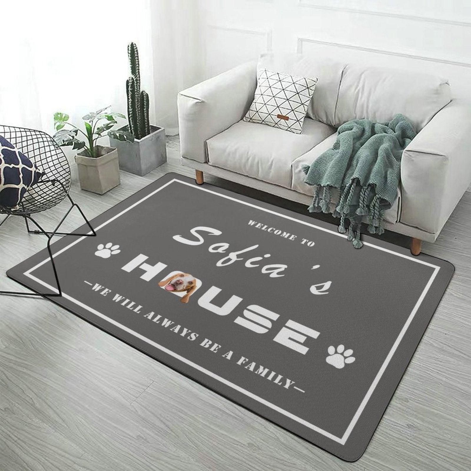 WEPRINTMERugs&MatsCustom Pet Face Welcome to House Coral Velvet Rug
