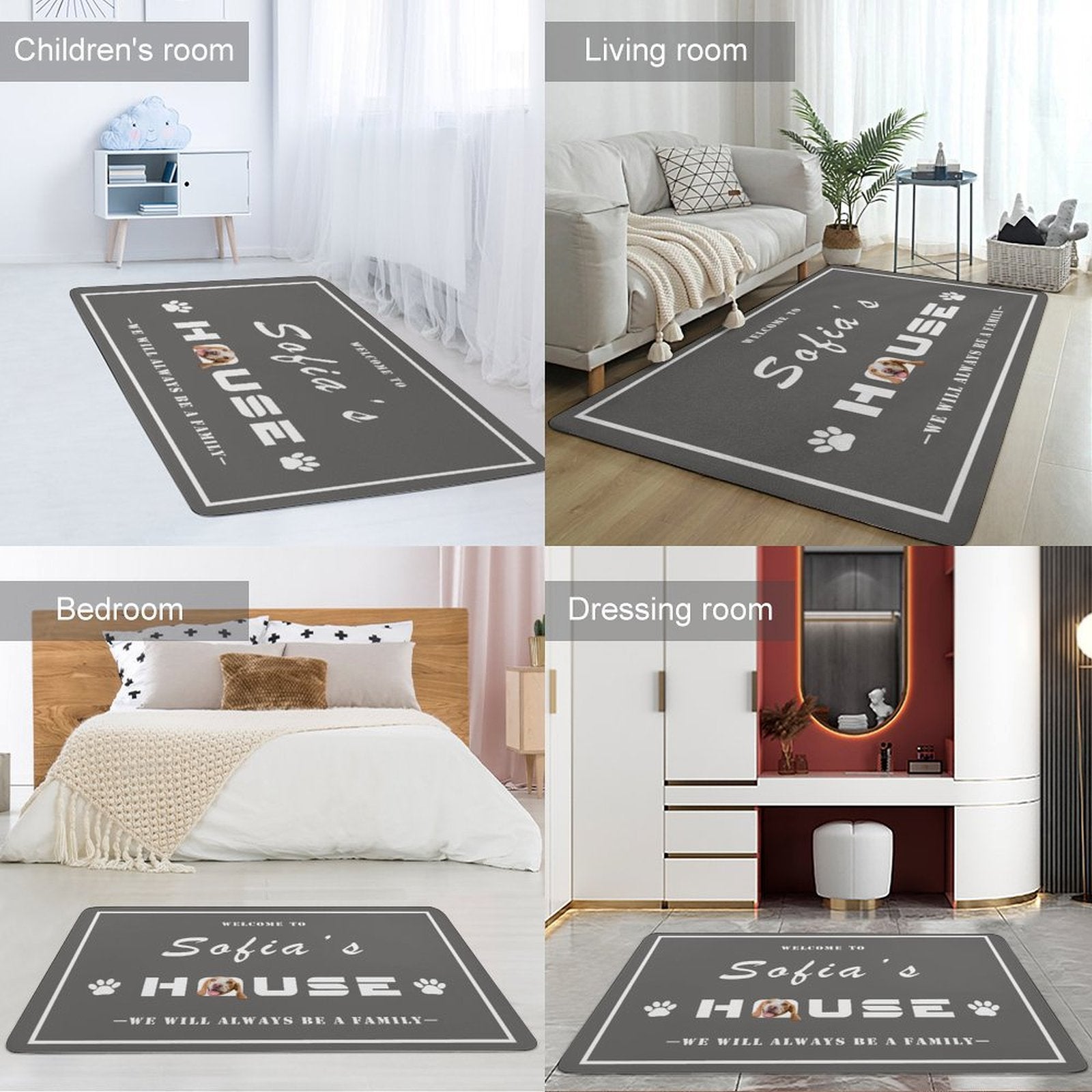 WEPRINTMERugs&MatsCustom Pet Face Welcome to House Coral Velvet Rug