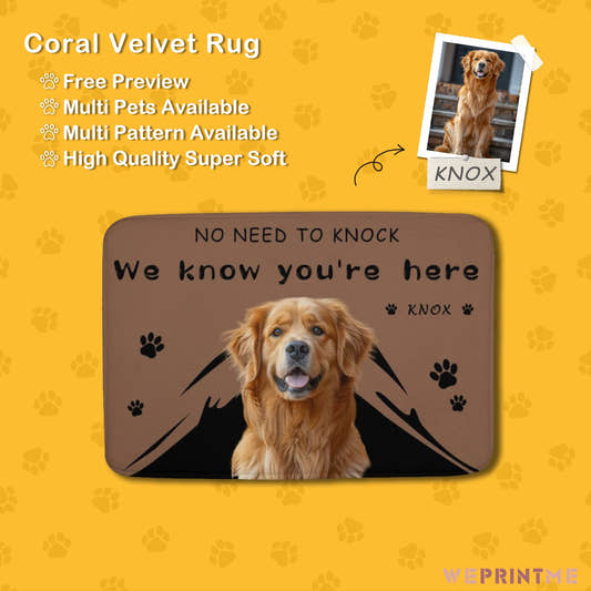 WePrintMeRugs&MatsCustom Pet No Need to Knock Door Coral Velvet Mat