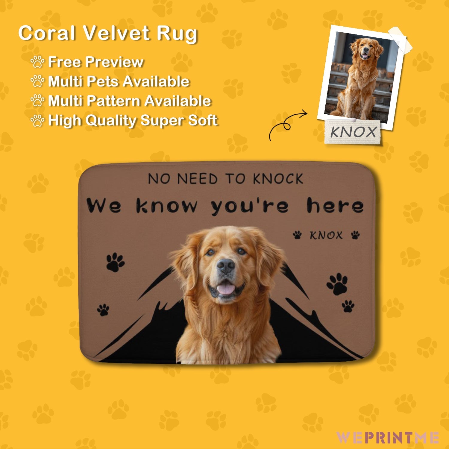 WEPRINTMERugs&MatsCustom Pet No Need to Knock Door Coral Velvet Mat
