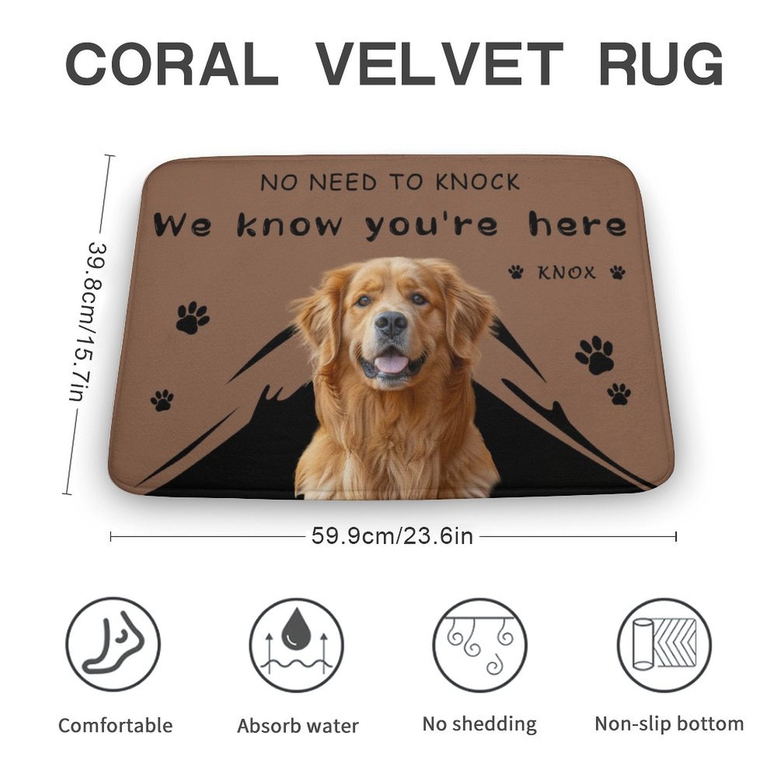 WEPRINTMERugs&MatsCustom Pet No Need to Knock Door Coral Velvet Mat
