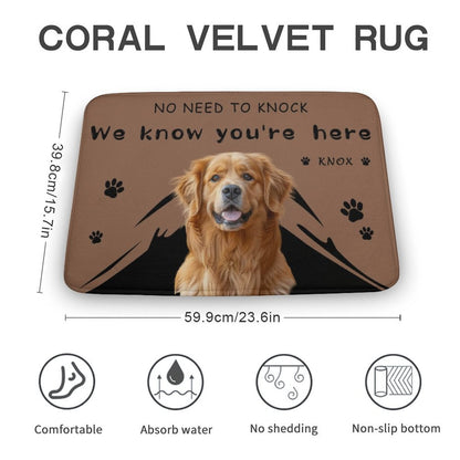 WEPRINTMERugs&MatsCustom Pet No Need to Knock Door Coral Velvet Mat
