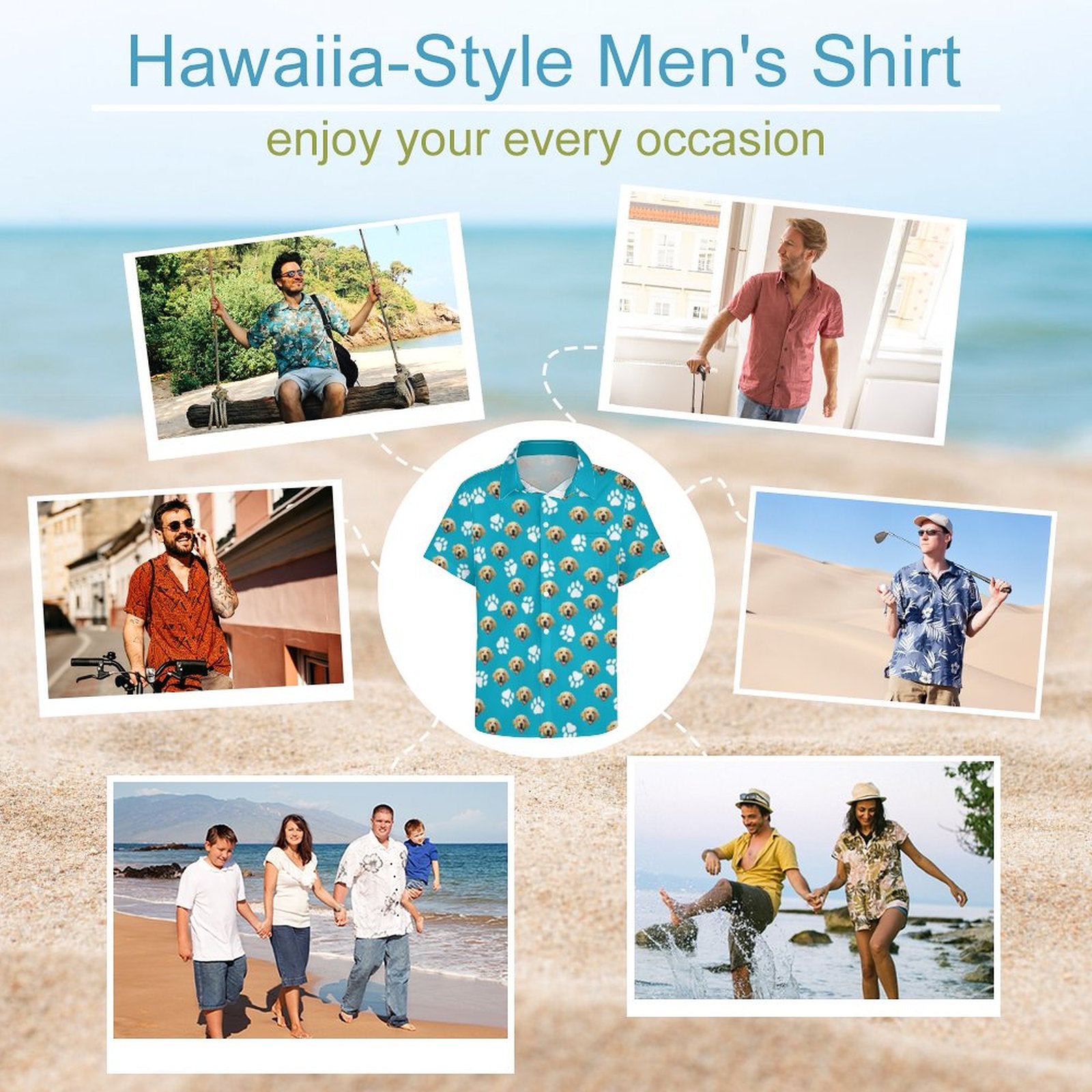 WEPRINTMEShirtCustom Pet Face Men's Short Sleeve Shirt