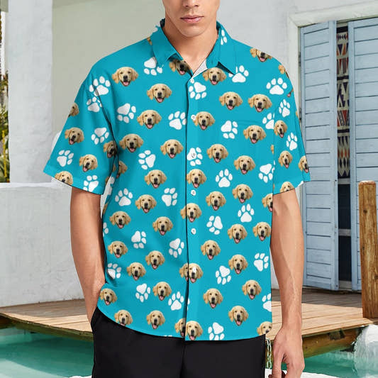 WePrintMeShirtCustom Pet Face Men's Short Sleeve Shirt