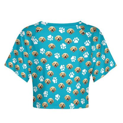 WEPRINTMEShirtCustom Pet Face Women's Short Sleeved Navel Exposed Shirt