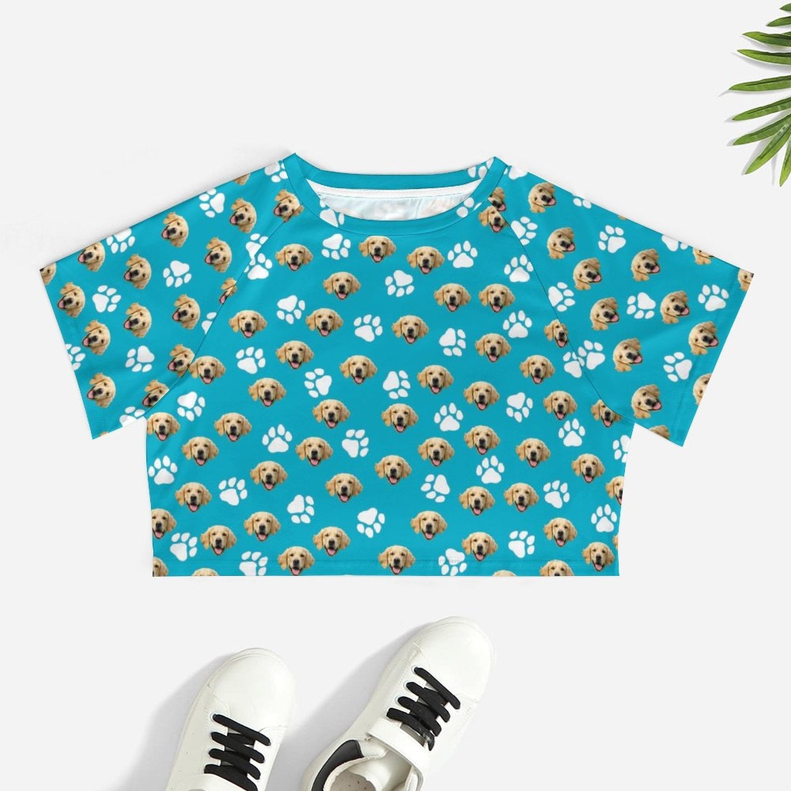 WEPRINTMEShirtCustom Pet Face Women's Short Sleeved Navel Exposed Shirt