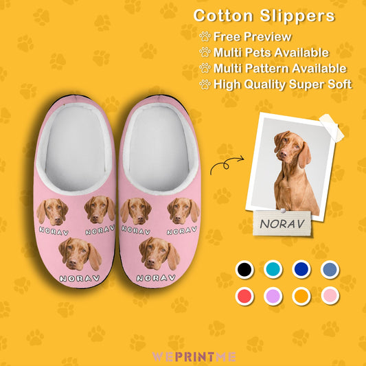 WEPRINTMESlippersCustom Pet Face and Name Cotton Slippers