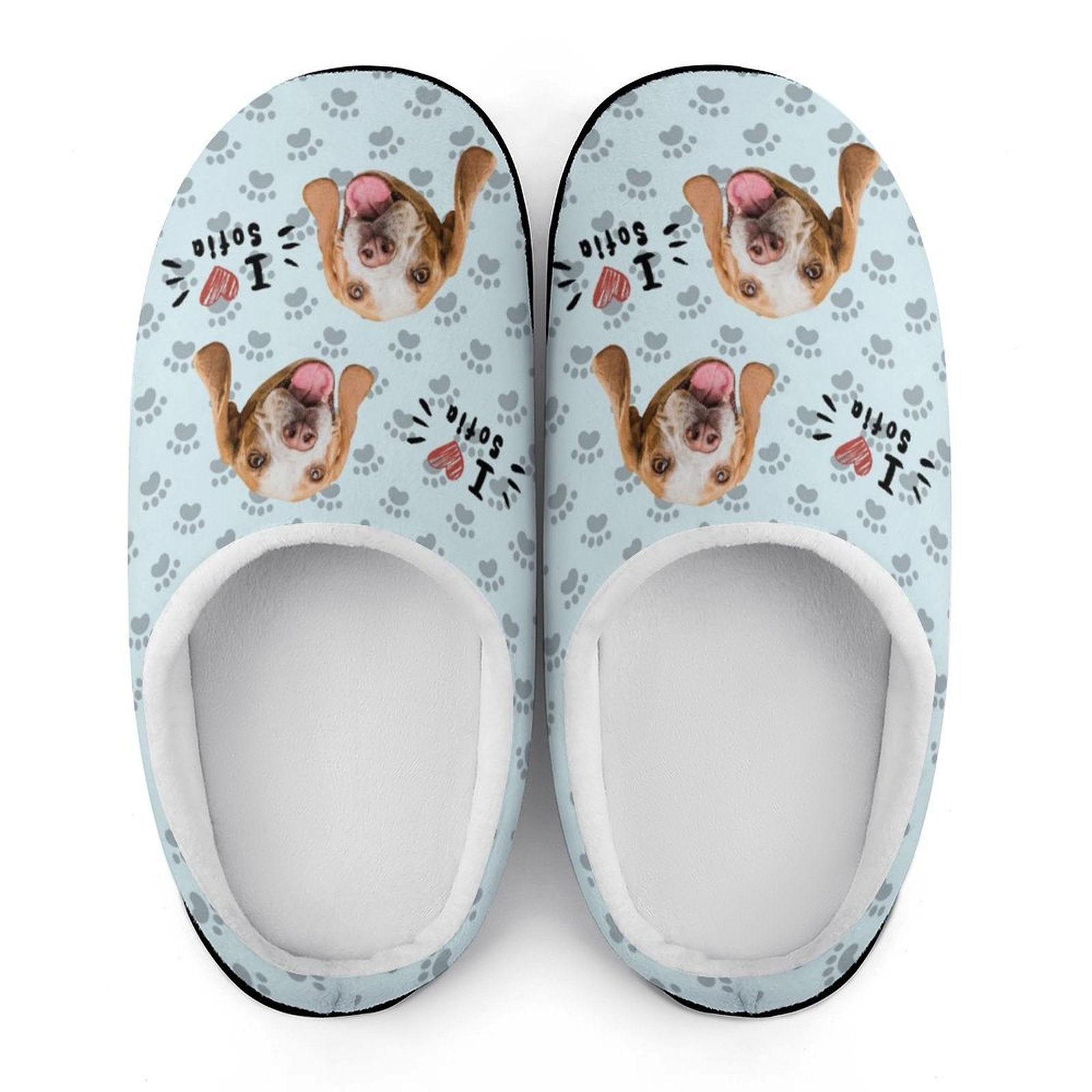 WEPRINTMESlippersCustom Pet Face and Name Love Cotton Slippers