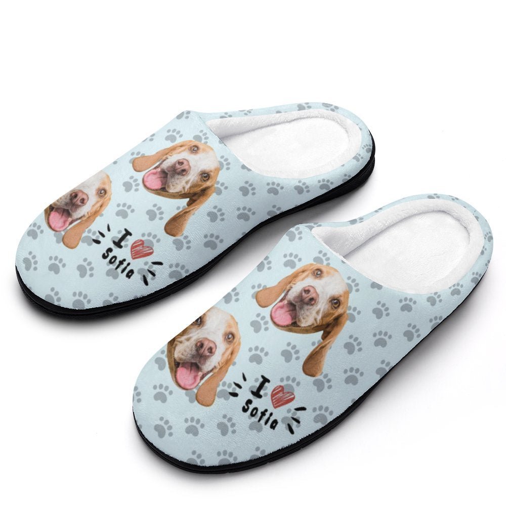 WEPRINTMESlippersCustom Pet Face and Name Love Cotton Slippers
