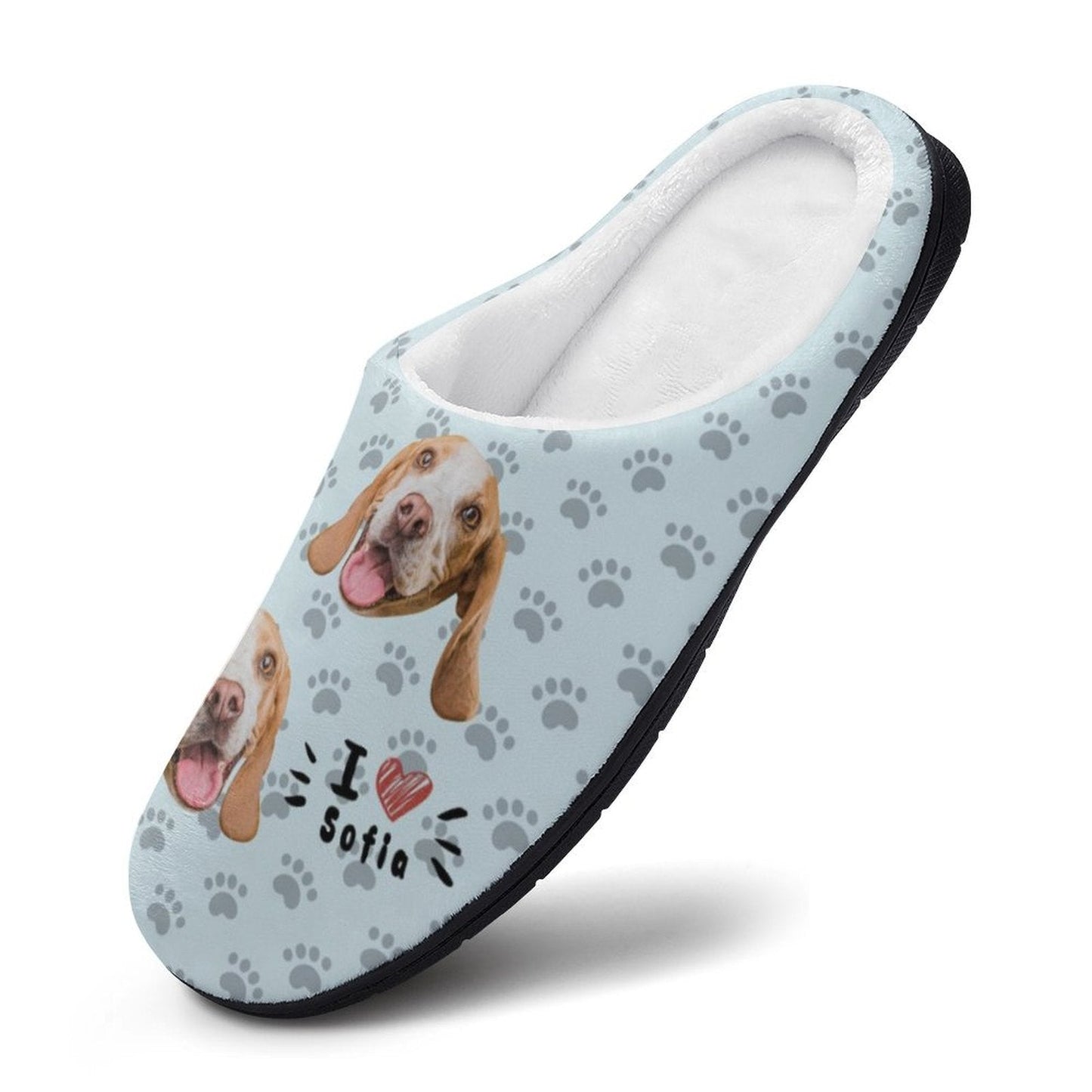 WEPRINTMESlippersCustom Pet Face and Name Love Cotton Slippers
