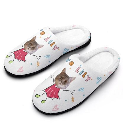 WEPRINTMESlippersCustom Pet Face Cute Pet Cartoon Cotton Slippers