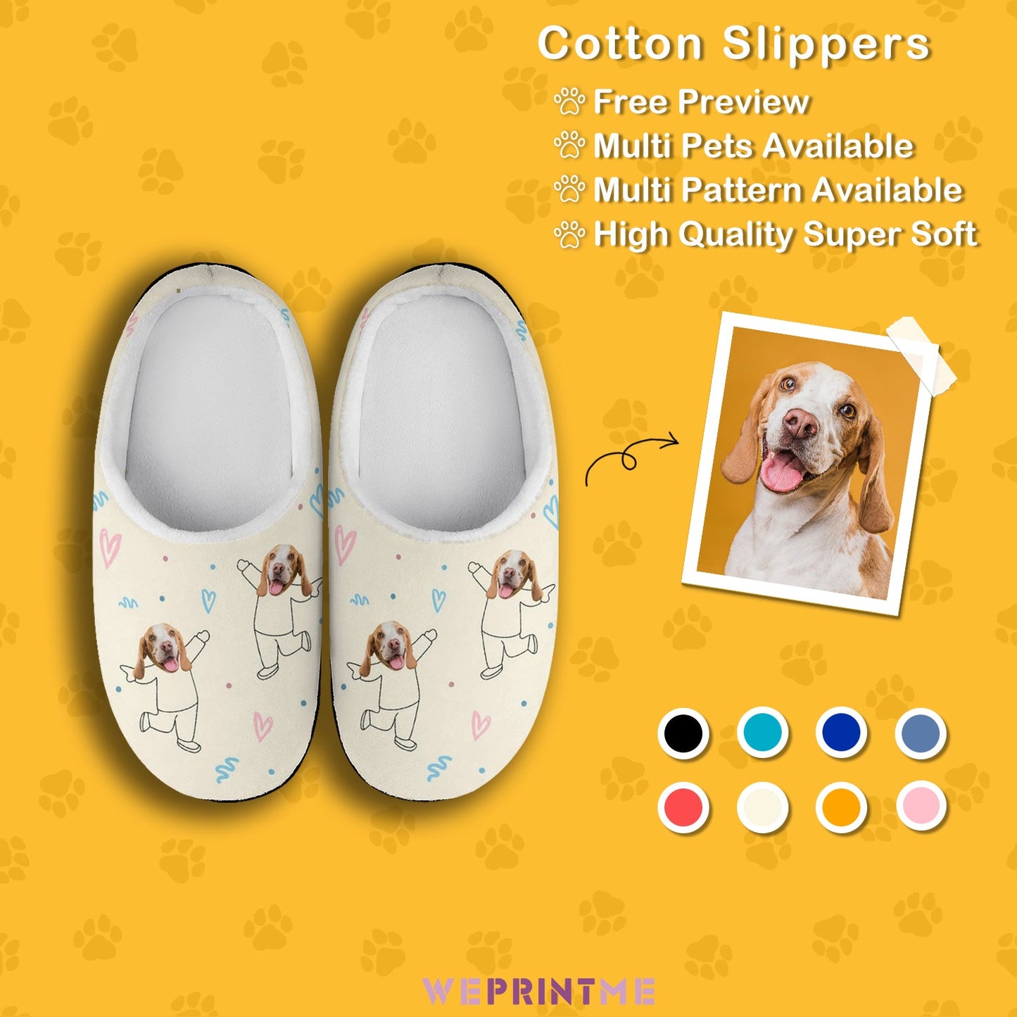 WEPRINTMESlippersCustom Pet Face Cute Pet Cartoon Cotton Slippers