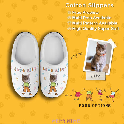 WEPRINTMESlippersCustom Pet Face Cute Pet Cartoon Cotton Slippers